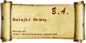 Balajti Arany névjegykártya